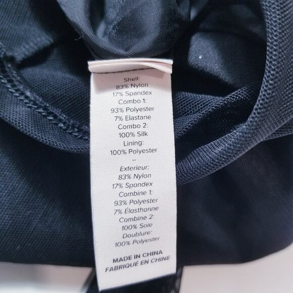 Cinq a Sept Black Ruched Mesh Mini Bodycon Dress Long Sleeves Plunging Neckline - Picture 9 of 12